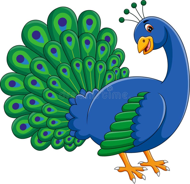 Illustration of Cute peacock cartoon. Illustration of Cute peacock cartoon