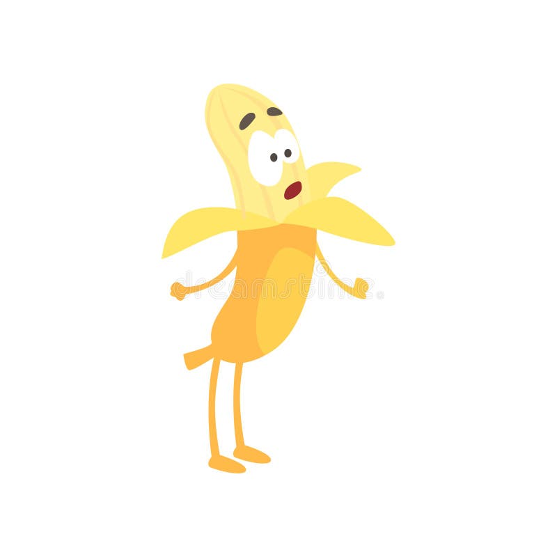 Leuke verraste banaan, het karakter vectorillustratie van het beeldverhaal grappige fruit stock illustratie Leuke verraste banaan, het karakter vectorillustratie van het beeldverhaal grappige fruit stock illustratie