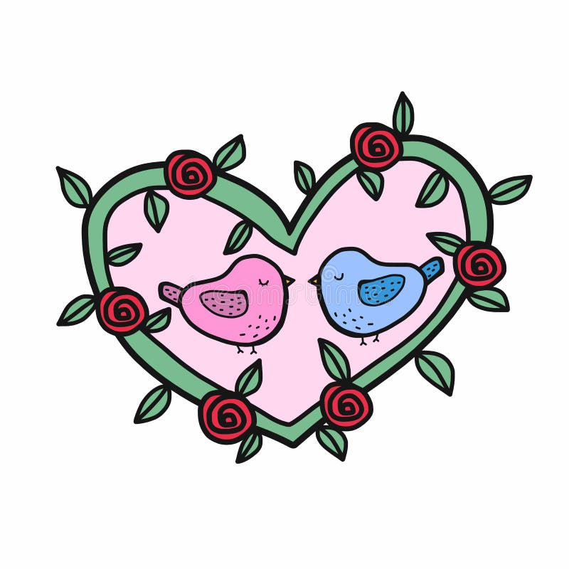 Leuke vogelminnaar in de illustratie van het de kroonbeeldverhaal van de hartvorm vector illustratie Leuke vogelminnaar in de illustratie van het de kroonbeeldverhaal van de hartvorm vector illustratie
