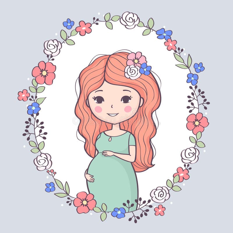 Leuke zwangere vrouw Gelukkig mamma die baby, jonge glimlachende vrouw verwachten die op baby wachten stock illustratie Leuke zwangere vrouw Gelukkig mamma die baby, jonge glimlachende vrouw verwachten die op baby wachten stock illustratie