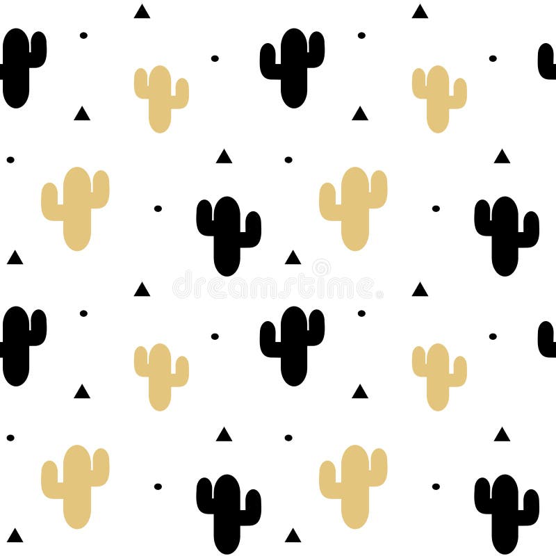 Leuke zwarte en gouden van het cactus naadloze patroon illustratie als achtergrond royalty-vrije illustratie Leuke zwarte en gouden van het cactus naadloze patroon illustratie als achtergrond royalty-vrije illustratie