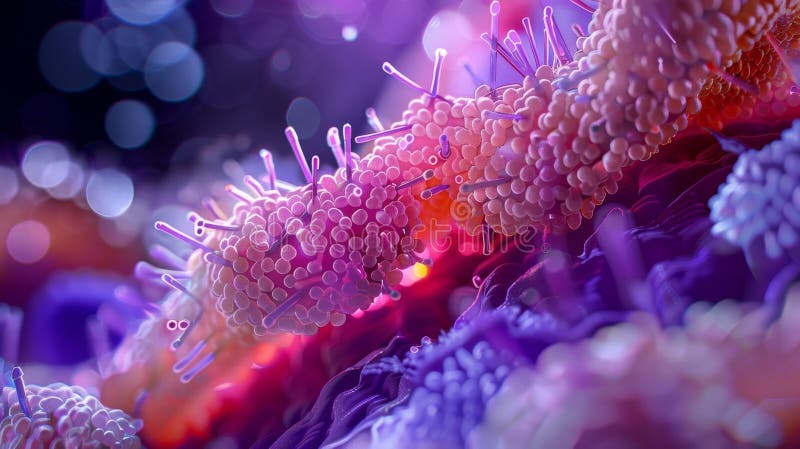 A leukocyte squeezing through a bat membrane aided by enzymes that degrade the extracellular matrix stock photo