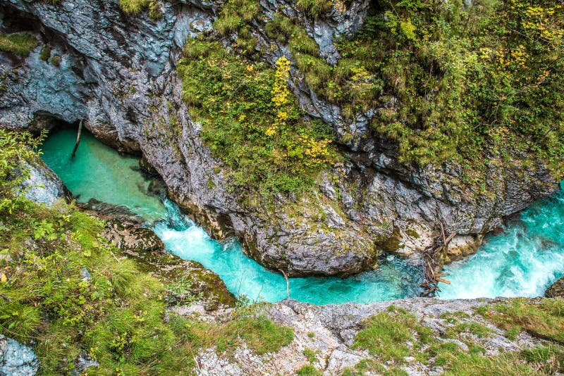 Leutaschklamm - dziki w? w? z z rzek? w alps Niemcy zdjęcia stock
