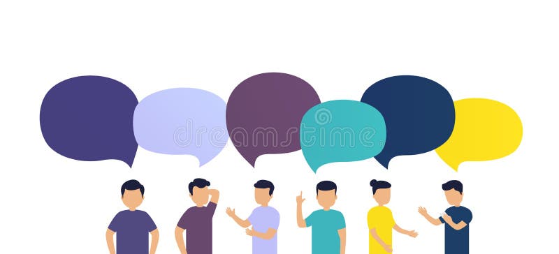 Leute besprechen die Nachrichten mit einander Austausch von Mitteilungen oder von Ideen, Rede sprudelt auf weißem Hintergrund stock abbildung Leute besprechen die Nachrichten mit einander Austausch von Mitteilungen oder von Ideen, Rede sprudelt auf weißem Hintergrund stock abbildung