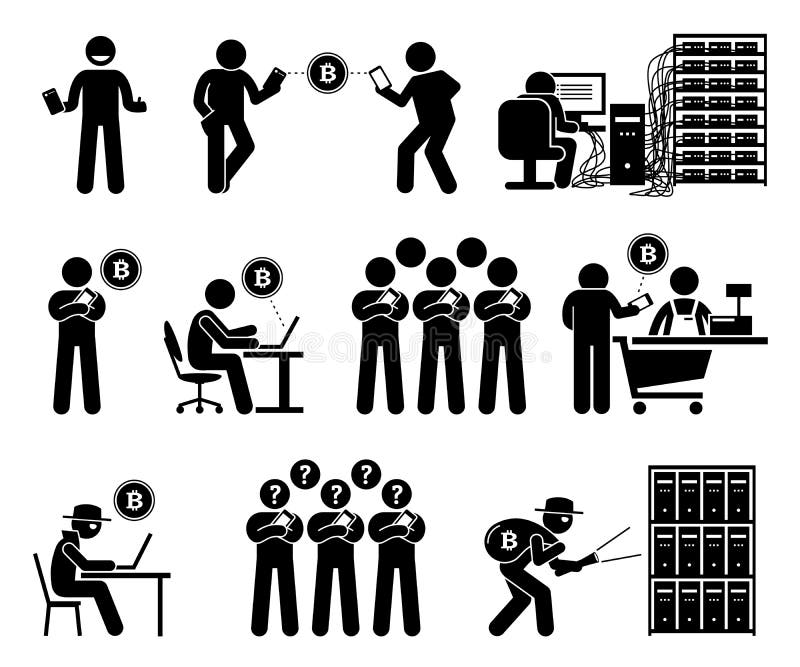 Leute, die Cryptocurrency-Illustrationen verwenden lizenzfreie abbildung Leute, die Cryptocurrency-Illustrationen verwenden lizenzfreie abbildung