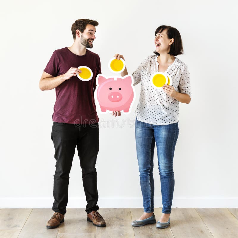 Leute mit Einsparungsgeldkonzept lizenzfreies stockbild Leute mit Einsparungsgeldkonzept lizenzfreies stockbild