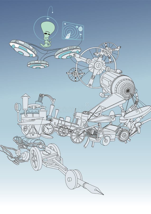 Menschen sind im Zukunft Aliens vektor abbildung