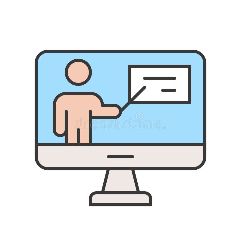 Leutedarstellungsbericht über Computertischplattenschirm, webinar O stock abbildung Leutedarstellungsbericht über Computertischplattenschirm, webinar O stock abbildung