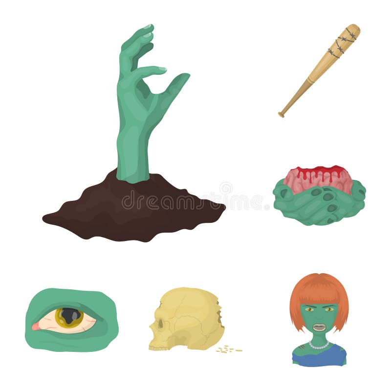 Levande död- och attributtecknad filmsymboler i uppsättningsamlingen för design Död illustration för rengöringsduk för materiel f stock illustrationer Levande död- och attributtecknad filmsymboler i uppsättningsamlingen för design Död illustration för rengöringsduk för materiel f stock illustrationer