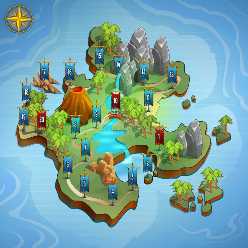 Level maps for game. Example user interface of game. vector illustration