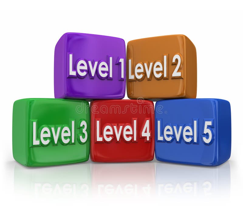 Level 1 Through 5 Steps Grades Color Blocked Cubes