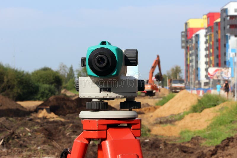Leveler - a device for detecting the marks on the ground, the calculation of longitudinal and transverse slope, to make the royalty free stock images
