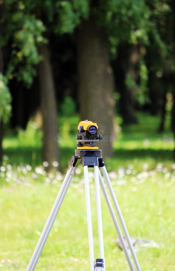 Leveler - a device for detecting the marks on the ground, the calculation of longitudinal and transverse slope, to make the royalty free stock photo