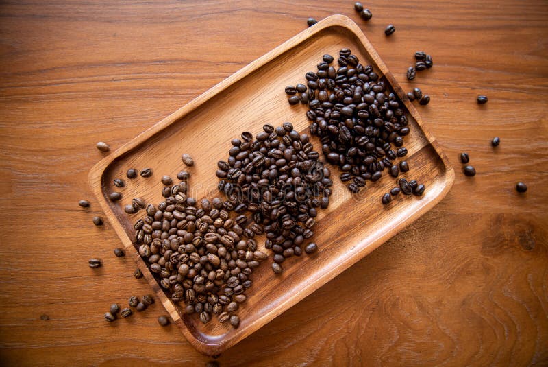 3 levels of roasted peaberry coffee beans