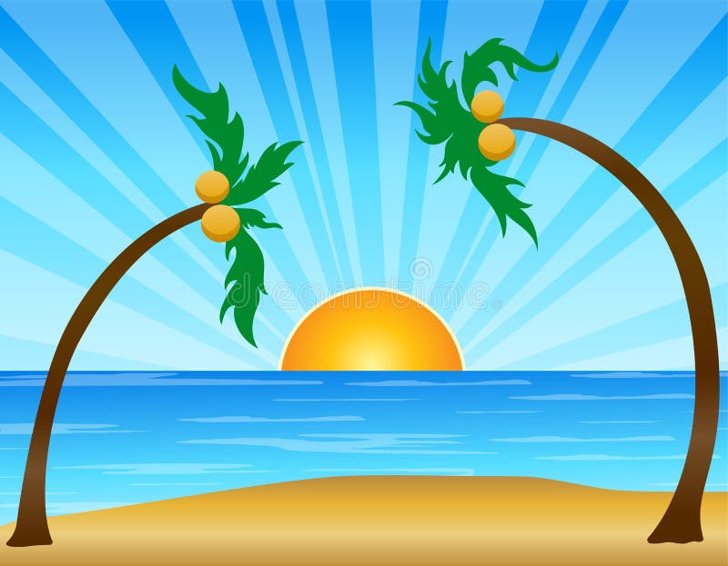 Lever de soleil en mer illustration de vecteur. Illustration du coloré