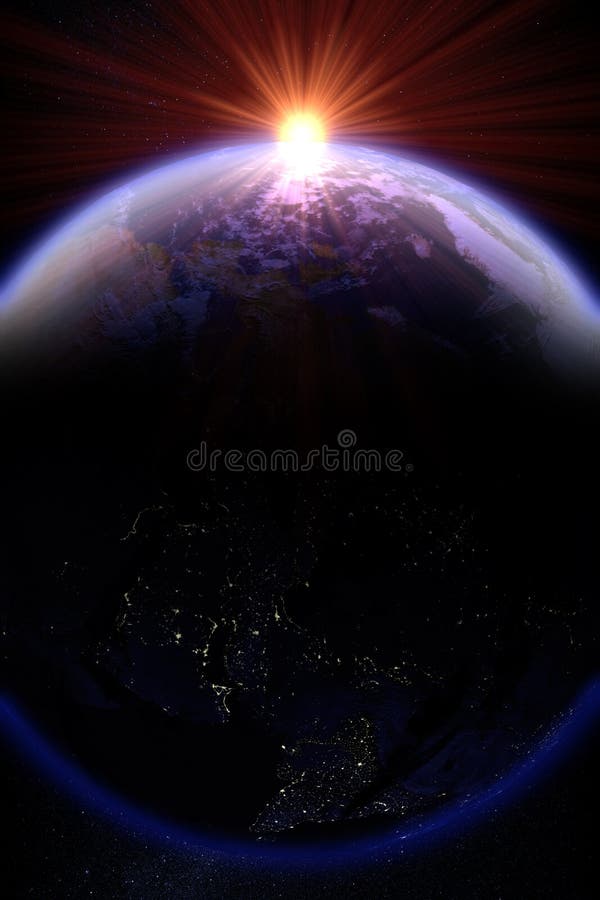 Lever de soleil au-dessus de la terre de planète illustration stock Lever de soleil au-dessus de la terre de planète illustration stock