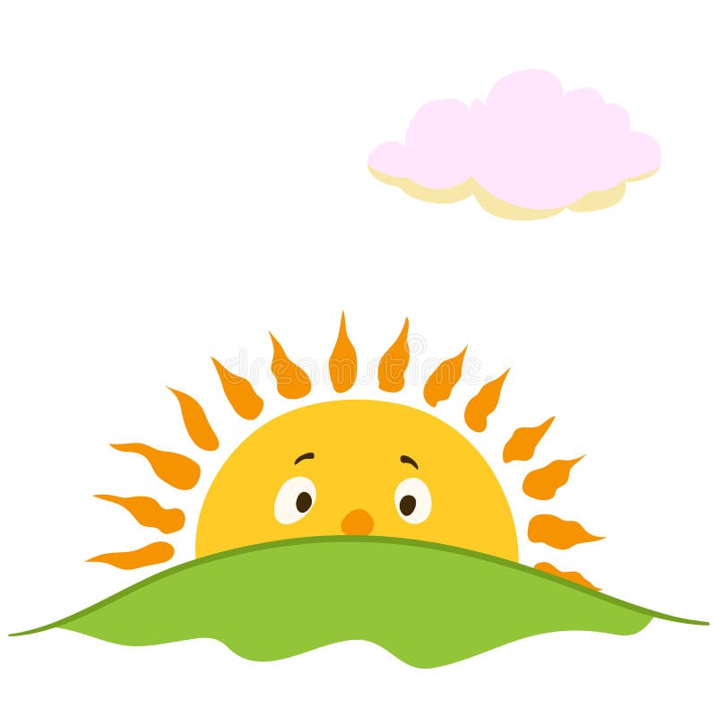 Lever De Soleil De Bande Dessinée Illustration de Vecteur