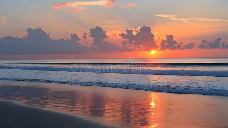 Lever Du Soleil Sur La Plage Côtière illustration de vecteur