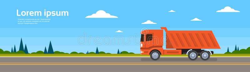 Leverans för sändnings för Lorry Tipper Truck Dump Car On väglast stock illustrationer Leverans för sändnings för Lorry Tipper Truck Dump Car On väglast stock illustrationer