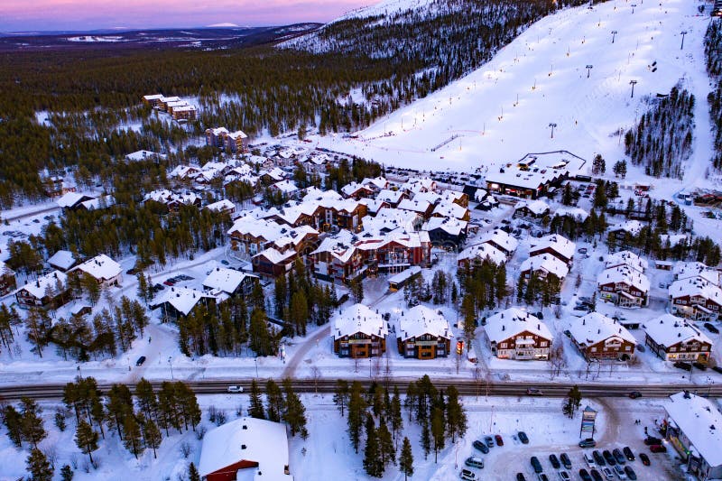 Levi ski village, winter evening