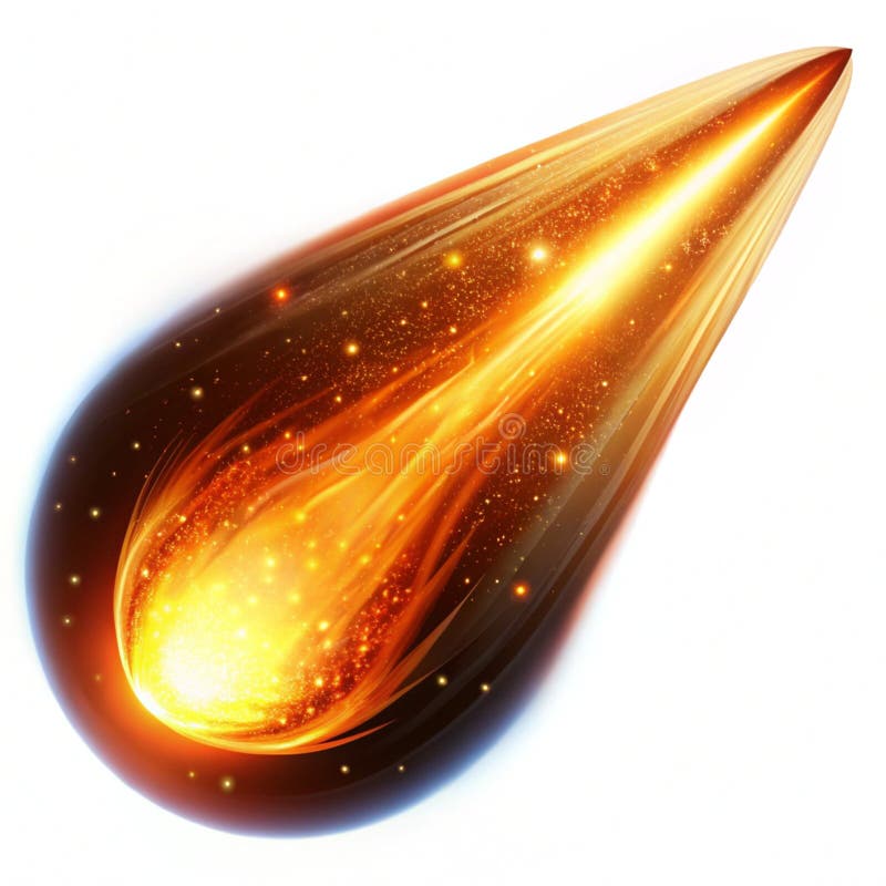 Levitating glowing comet with animated tail stock illustration