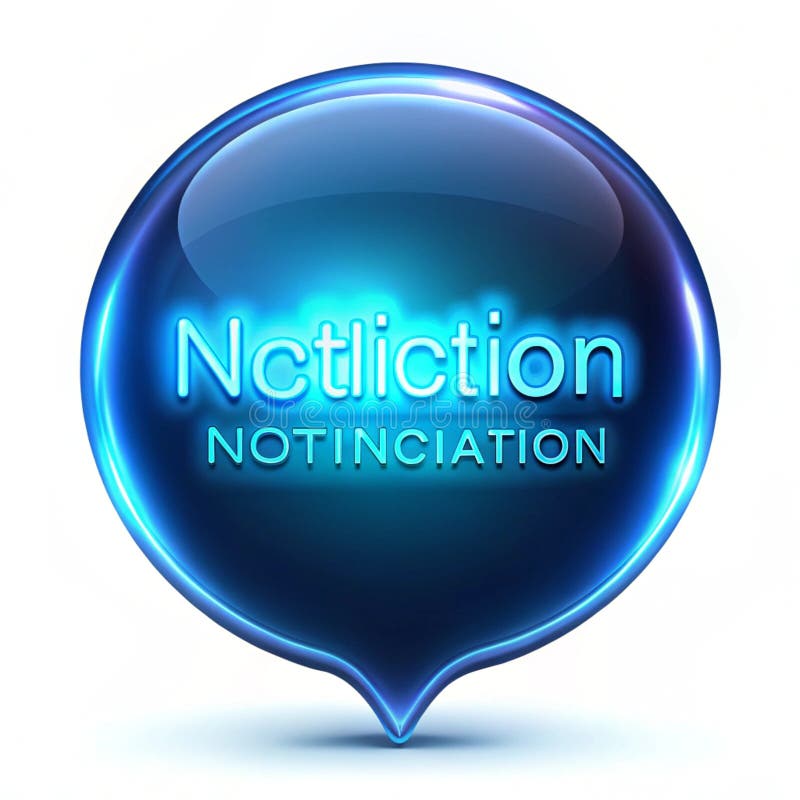 Levitating glowing notification bubble with animated text. A floating glowing notification bubble with animated text effects on an isolated white background