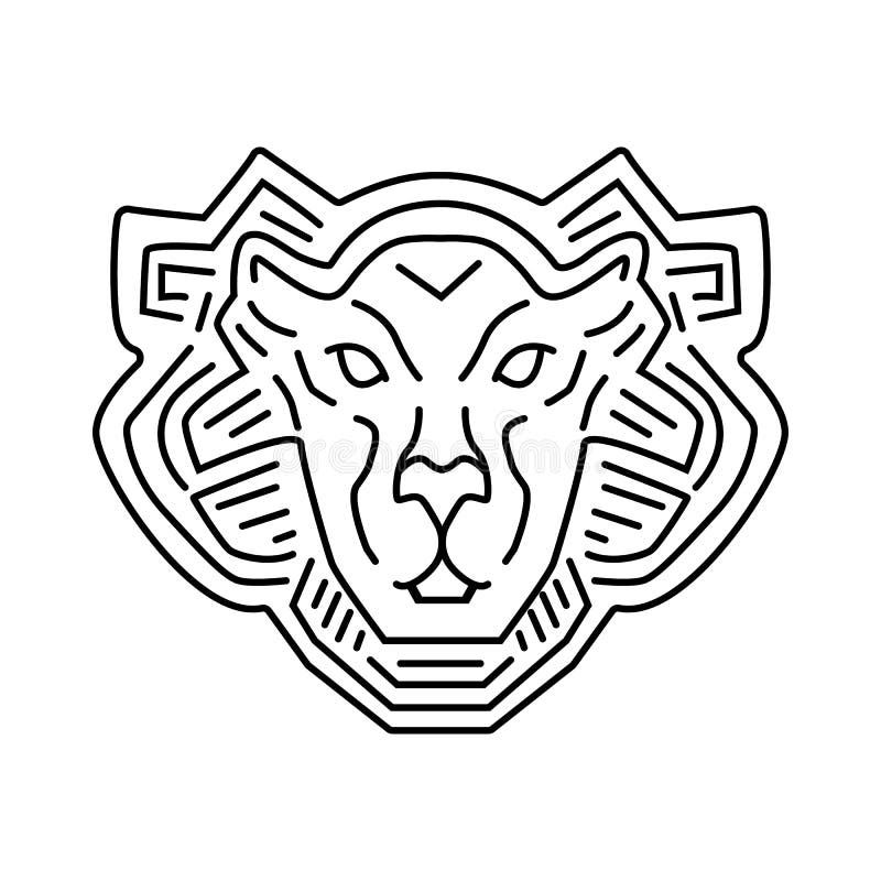 Lew kierowniczej linii loga projekt, wektorowy piktogram odizolowywający na bielu ilustracji Lew kierowniczej linii loga projekt, wektorowy piktogram odizolowywający na bielu ilustracji