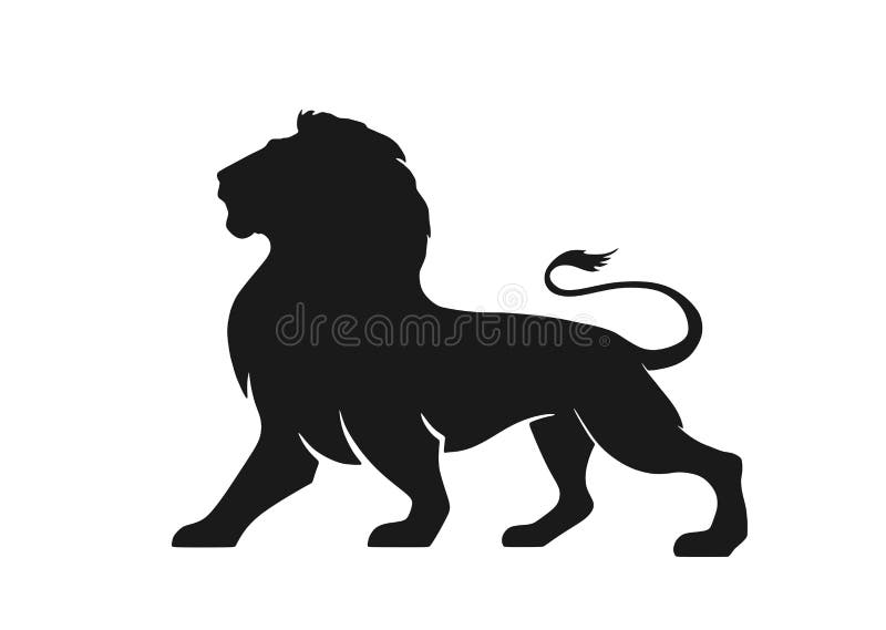 Lew sylwetki ikona, boczny widok symbol odwaga, m? stwo i w? adza royalty ilustracja