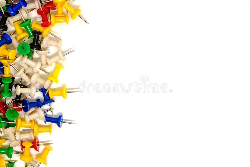 Lewicy granica multicolour pchnięcie szpilki na białym tle zdjęcie royalty free Lewicy granica multicolour pchnięcie szpilki na białym tle zdjęcie royalty free