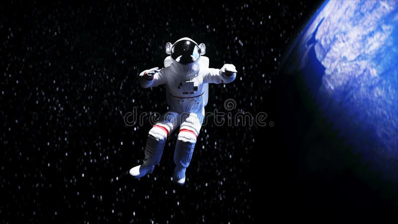 Lewitacja astronautów w kosmosie. realistyczna animacja 4k.