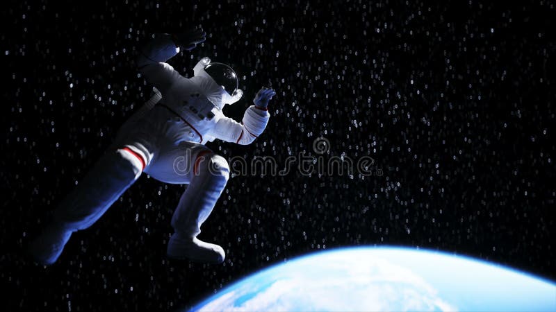 Lewitacja astronautów w kosmosie. realistyczna animacja 4k.