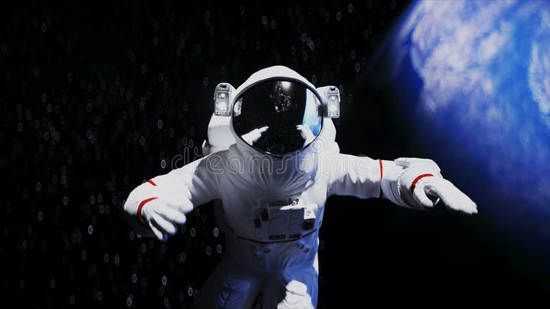 Lewitacja astronautów w kosmosie. realistyczna animacja 4k.