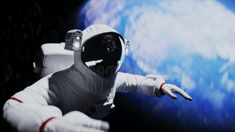 Lewitacja astronautów w kosmosie. realistyczna animacja 4k.