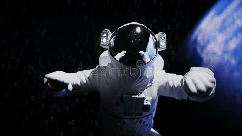 Lewitacja astronautów w kosmosie. realistyczna animacja 4k.