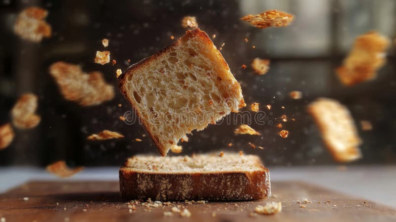 Lewitacja Fotografia Tasted Bread Crumbs ilustracja wektor