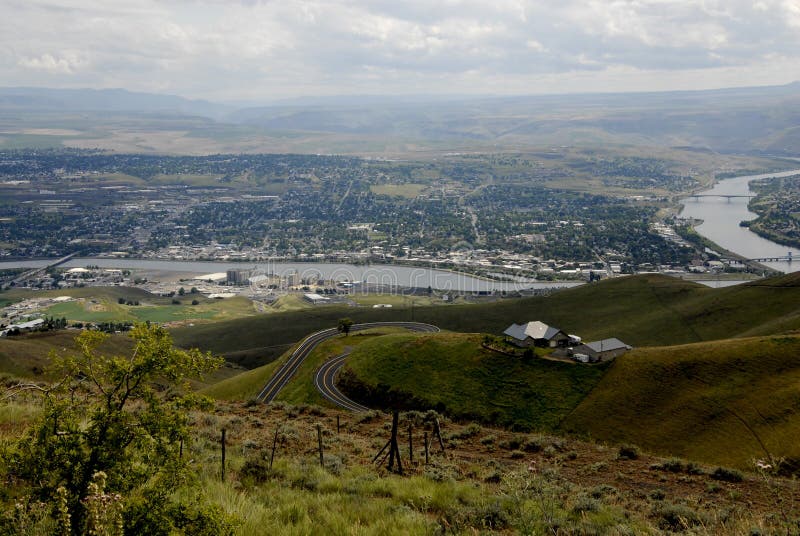 Lewiston /Idaho /USA- 27 May 2016_Lewsiton valley view from Lewiston hills, el.2,756 feet high highway 95,snake rivers and clearwater river and over view of clarkston too _ Photo. Francis Joseph Dean / Deanpictures.