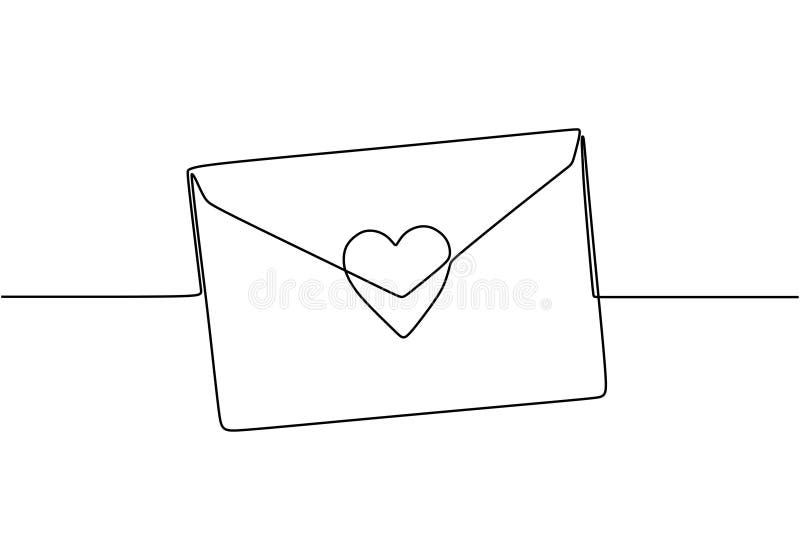 Lezione continua della lettera d'amore col cuore E-mail romantica vettoriale per le carte e gli inviti per il tema di San Valenti illustrazione vettoriale