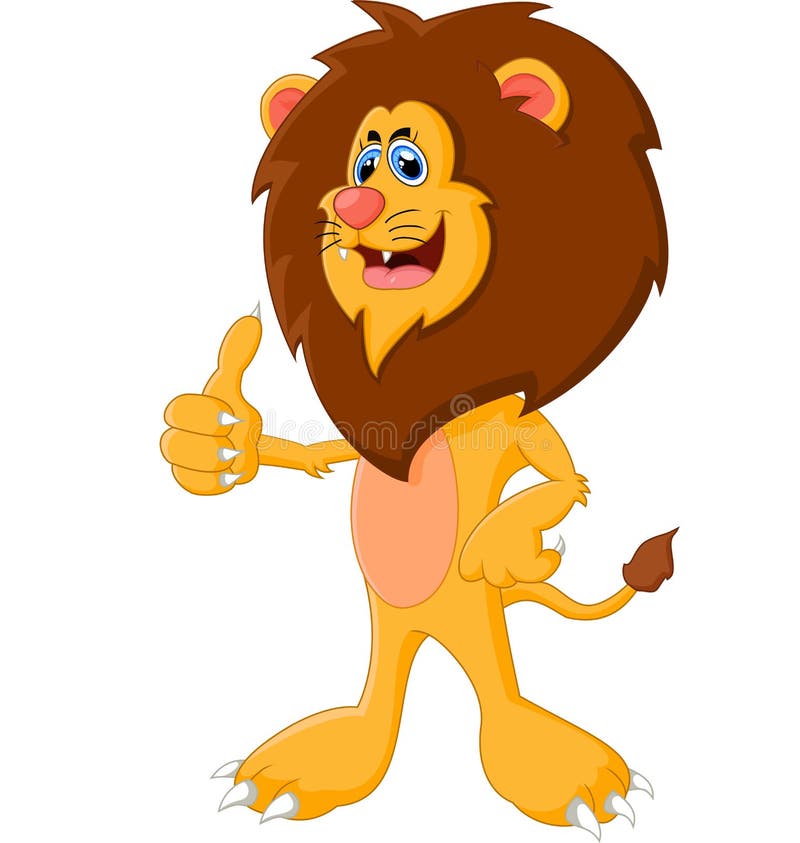 Leão bonito dos desenhos animados que dá o polegar acima ilustração royalty free Leão bonito dos desenhos animados que dá o polegar acima ilustração royalty free