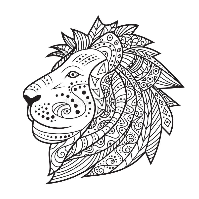 Leão tirado mão isolado no fundo branco ilustração stock Leão tirado mão isolado no fundo branco ilustração stock