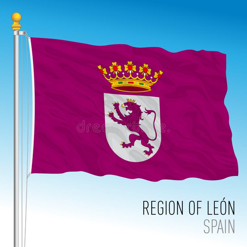 León bandera regional e histórica reino de españa ilustración del vector