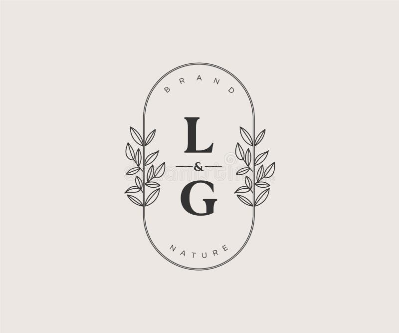 Initial LG Letters Beautiful Floral Feminine Editable Premade Monoline ...