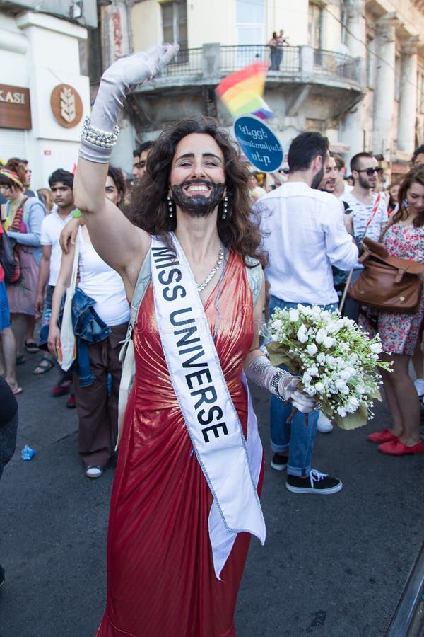 ISTANBUL, TURKEY - JUNE 29, 2014: Woman in 22. LGBTI Pride March held in Istiklal Avenue, Istanbul. Tens of thousands of people gathered to celebrate LGBT Honor week. ISTANBUL, TURKEY - JUNE 29, 2014: Woman in 22. LGBTI Pride March held in Istiklal Avenue, Istanbul. Tens of thousands of people gathered to celebrate LGBT Honor week.