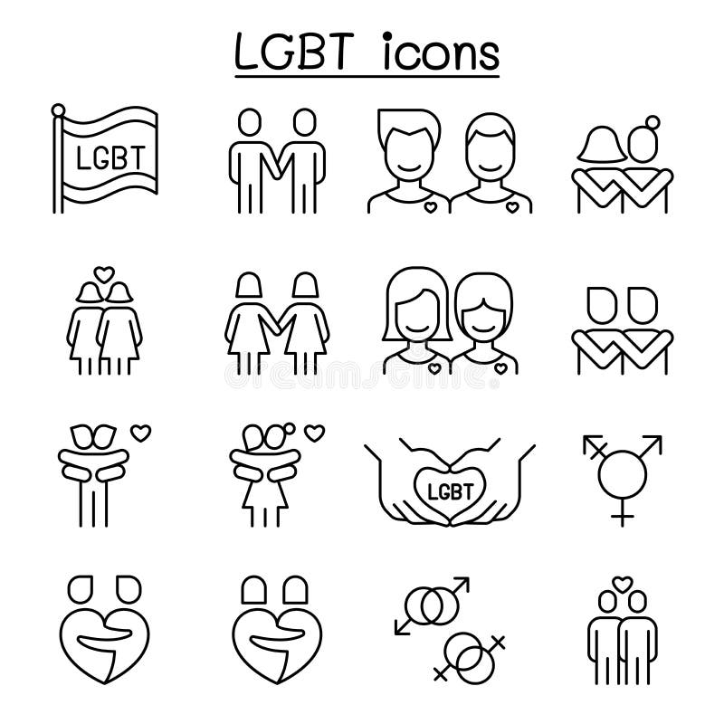 LGBT, icona omosessuale, gay, lesbica messa nella linea stile sottile