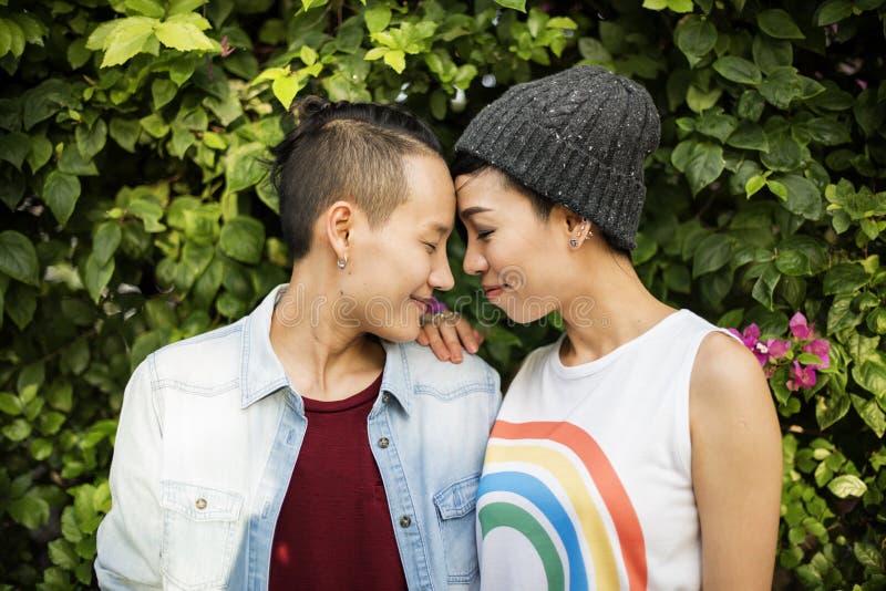 Lgbt Lesbian Couple Moments Happiness Concept Stock Image Image Of