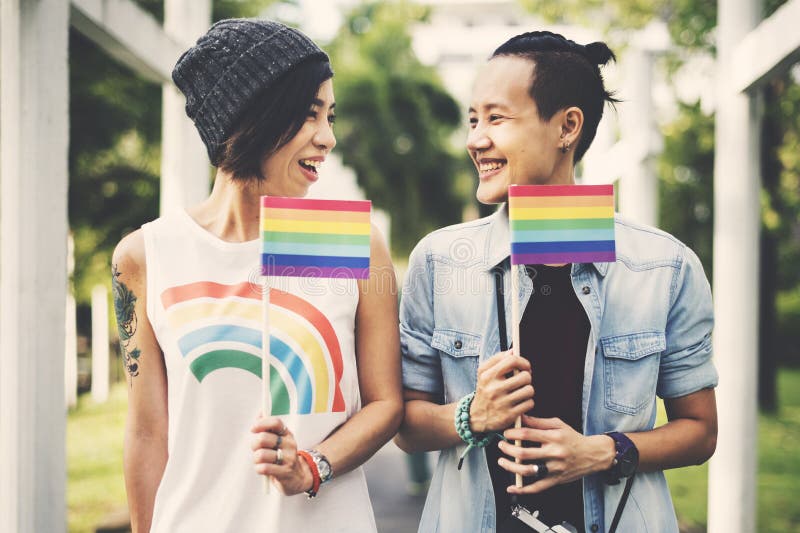 Lgbt Lesbian Couple Moments Happiness Concept Stock Image Image Of
