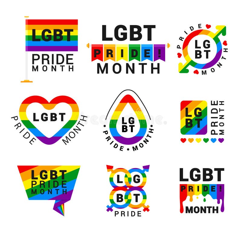 LGBT Pride Movement Flat Vector Logos Set Stock Vector Illustration