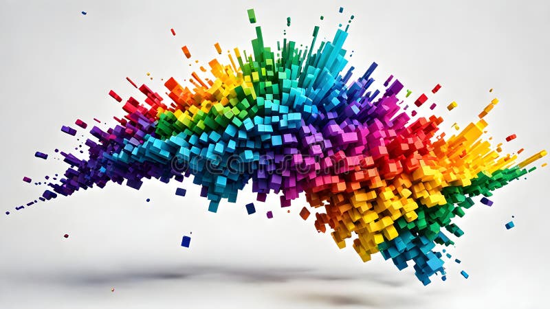 Lgbtiq rainbow voxel textsplash white background ilustracji