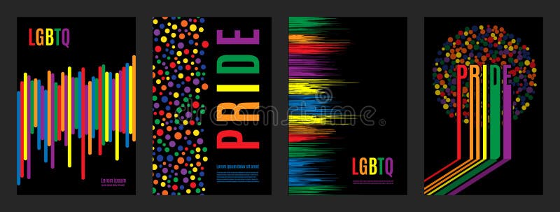 Lgbtq rainbow flag freedom family, gay, bisexual and lesbian community, pride pattern on black background, colorful cover vector illustration design. Lgbtq rainbow flag freedom family, gay, bisexual and lesbian community, pride pattern on black background, colorful cover vector illustration design