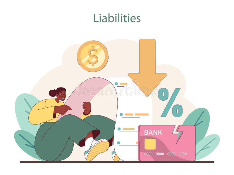 Liabilities Concept. Navigating Financial Obligations and Understanding Debts Stock Illustration 