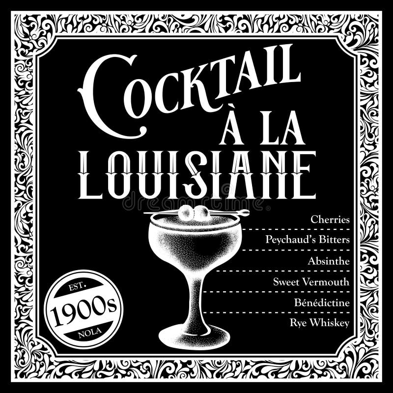 Libaciones históricas de la colección de los ingredientes del cóctel de New Orleans
